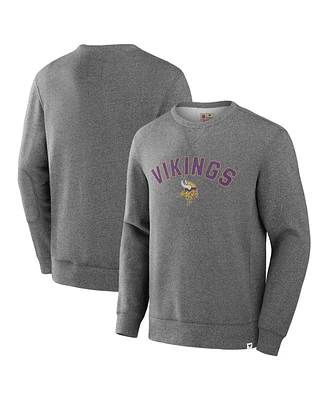 Fanatics Men's Heather Gray Minnesota Vikings Loop Terry Pullover Sweatshirt