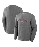 Fanatics Men's Heather Gray Minnesota Vikings Loop Terry Pullover Sweatshirt