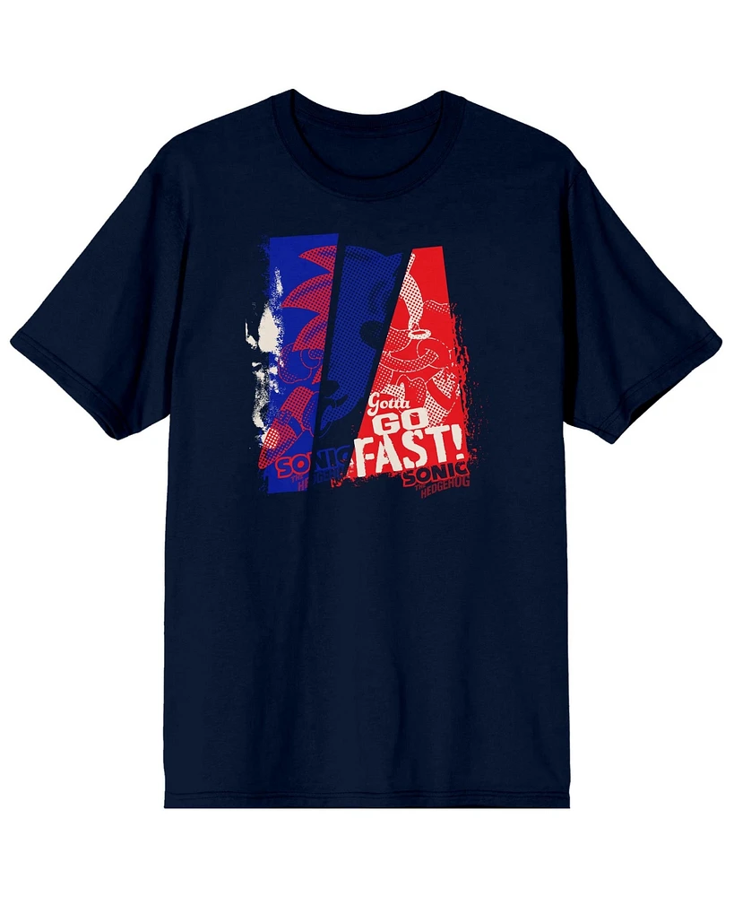 Sonic the Hedgehog Men's Fast Navy Blue Graphic Tee - M