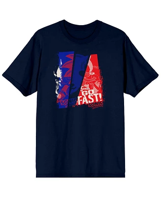 Sonic the Hedgehog Men's Fast Navy Blue Graphic Tee - 3XL