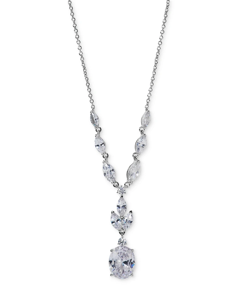 Eliot Danori Silver-Tone Cubic Zirconia Lariat Necklace, 16" + 2" extender, Exclusively at Macy's