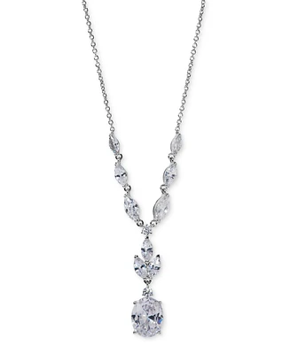 Eliot Danori Silver-Tone Cubic Zirconia Lariat Necklace, 16" + 2" extender, Exclusively at Macy's