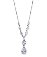 Eliot Danori Silver-Tone Cubic Zirconia Lariat Necklace, 16" + 2" extender, Exclusively at Macy's