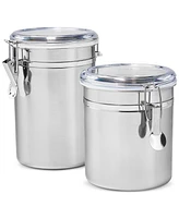 Arch Studio Stainless Steel Clamp-Lid Canisters, Set of 2, Exclusively at Macy's