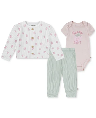 Huggies Baby Girls Turn Me Around Cotton Jacket, Bodysuit & Pants, 3-Piece Set