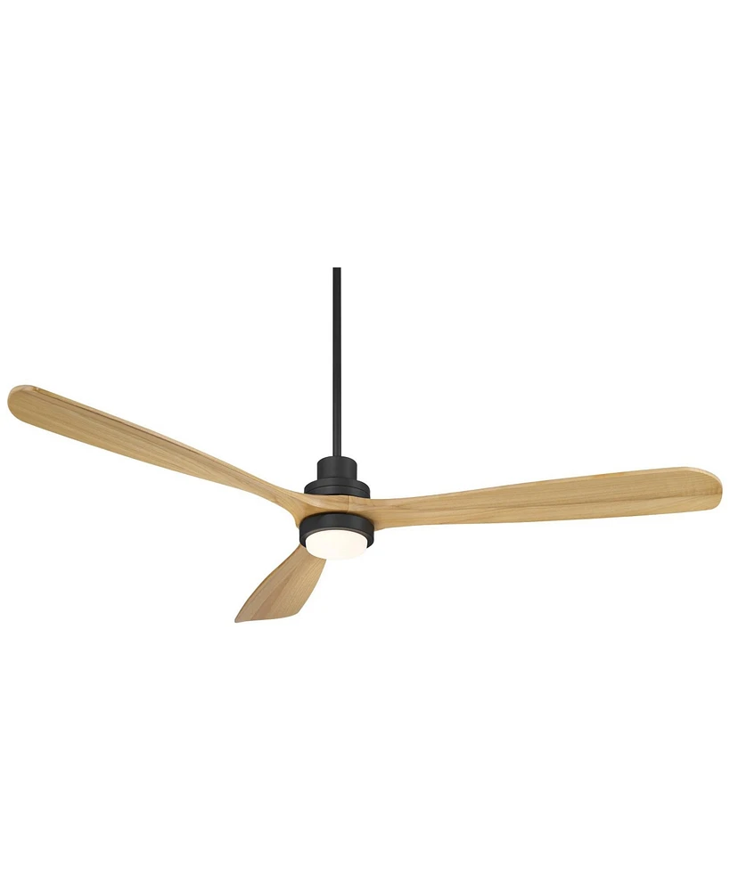 Casa Vieja 66" Delta Modern Country Indoor Outdoor Ceiling Fan 3 Blade Cct Led Light Remote Control Matte Black Finish Wood Blades Bedroom Patio Livin