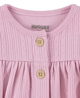 Huggies Baby Girls Cotton Cardigan, Pants & Hat, 3-Piece Set