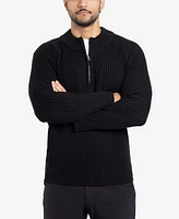 X-Ray Men's Ribbed Mock Neck Quarter-Zip Sweater