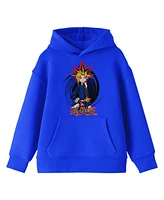 Yu-Gi-Oh! Boys Yugi-Gi-Oh Yugi & Logo Long Sleeve Blue Youth Sweatshirt-Small