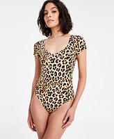 Bar Iii Women's Cheetah-Print Sweetheart-Neck Bodysuit, Exclusively at Macy's