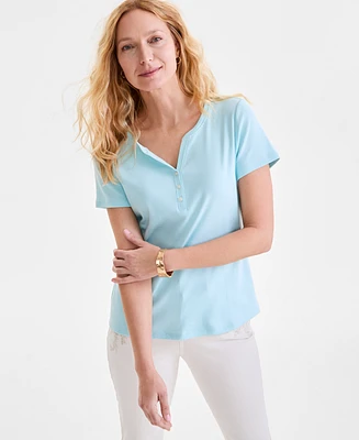 Style & Co Petite Cotton Henley Short-Sleeve T-Shirt