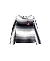 Chinti and Parker Women's & Navy Cotton Stripe Snoopy T-Shirt