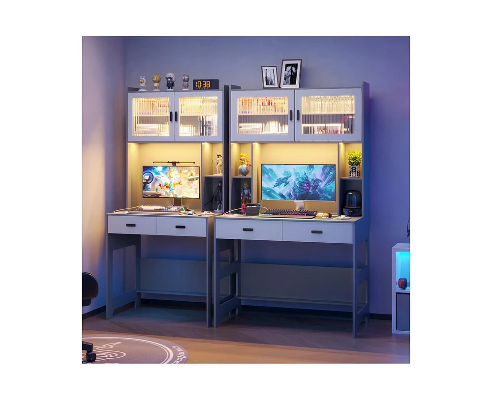 Vlsrka Vanity Makeup Desk with Mirror and Lights