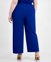 Anne Klein Plus Size Wide-Leg Pull-On Palazzo Pants