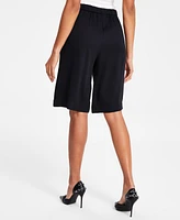 Bar Iii Women's Contrast-Waistband Drawstring Long Shorts, Exclusively at Macy's