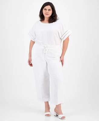 Anne Klein Plus Drawstring High-Rise Pants