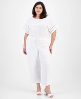 Anne Klein Plus Drawstring High-Rise Pants