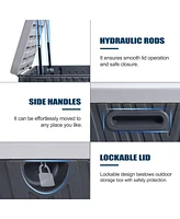 Aoodor 71 Gallon Deck Box, Lockable Storage Uv Resistant Container with Hydraulic Rods for Patio Furniture Outdoor Cushions, Garden Tools and Sports E