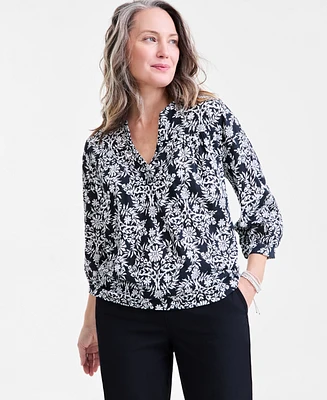 Style & Co Women's Printed 3/4-Sleeve Knit Top, Exclusively at Macy's