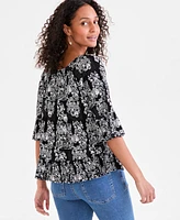 Style & Co Women's Printed On/Off Shoulder Top, Exclusively at Macy's