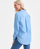 Style & Co Women's Chambray Perfect Button-Up Shirt, Exclusively at Macy's