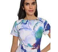 Calvin Klein Women's Printed Boat-Neck A-Line Scuba Dress