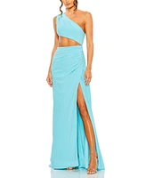 Women's Cut Out One Shoulder Ruched Back Gown