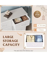 Wlive Fabric Dresser for Bedroom 6 Drawer Double Storage Tower with Bins Chest of Drawers Closet Living Room Hallway