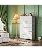 Wlive 16 Drawers Dresser Tall for Bedroom Closet Hallway Storage Organizer unit Large Dressers & Chests of with Fabric Bins