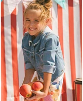 Deux par Girl Frayed Denim Jacket With Embroidery Jeans Blue - Toddler|Child