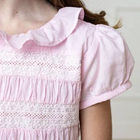 Hope & Henry Girls' Organic Puff Sleeve Smocked Party Dress with Ruffle Collar