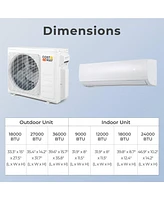 18K Btu(24000 Btu Ashrae) 2 Zone 12K Btu 20 SEER2 Mini Split Air Conditioner Work with Alexa