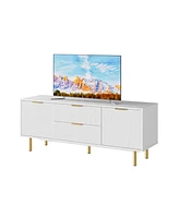 gaomon White Tv Stand for 65+ Inch Tv, Modern Living Room Entertainment Center with Storage Cabinets