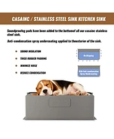 Casainc 36inch L x 20inch W Stainless Steel Kitchen Sink with Sink Grid, Cutting Board and Dish-Drying Rack