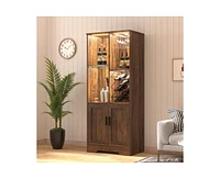 Vlsrka Wine Bar Storage Cabinet with Led Lights