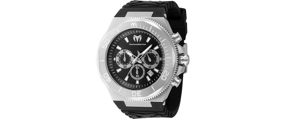 TechnoMarine Men's Tm-224012 Manta Ocean Quartz Chronograph Black, Silver Dial Watch