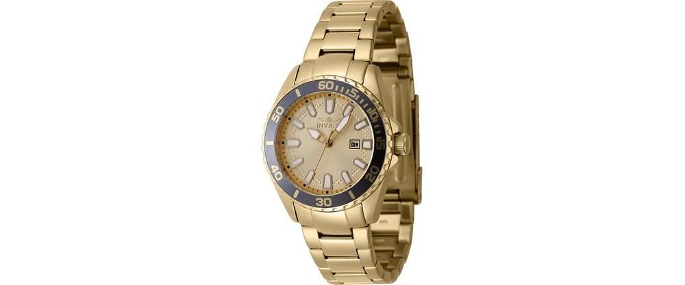 Invicta Women's 47344 Pro Diver Quartz Multifunction Gold Dial Watch