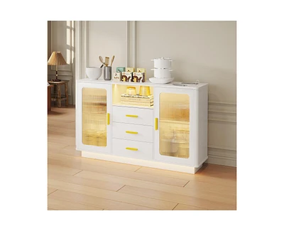 Vlsrka Wine Bar Storage Cabinet with Led Lights
