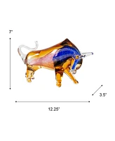 Dale Tiffany 7" Rave Bull Art Glass Figurine