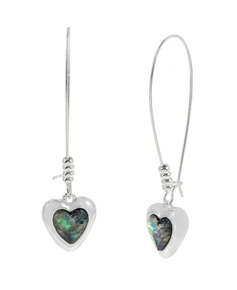 Robert Lee Morris Soho Faux Stone Abalone Gem Heart Dangle Earrings