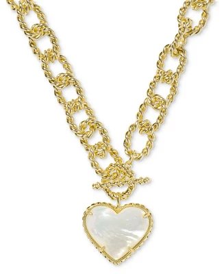 Kendra Scott 14k Gold-Plated Mother-of-Pearl Heart 20-1/2" Convertible Statement Pendant Necklace