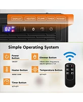 Gymax 25'' Electric Fireplace Recessed 900/1350W Fireplace Heater w/ Remote Control