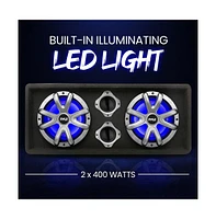 Pyle 8-Inch Dual Bass Subwoofer Box System with Led Lights, 400-Watt, Class-d Amplifier, Rear Vented for Trucks