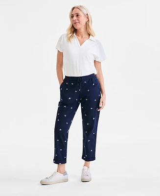 Style & Co Women's Embroidered Pull On Cuffed Pants, Exclusively at Macy's