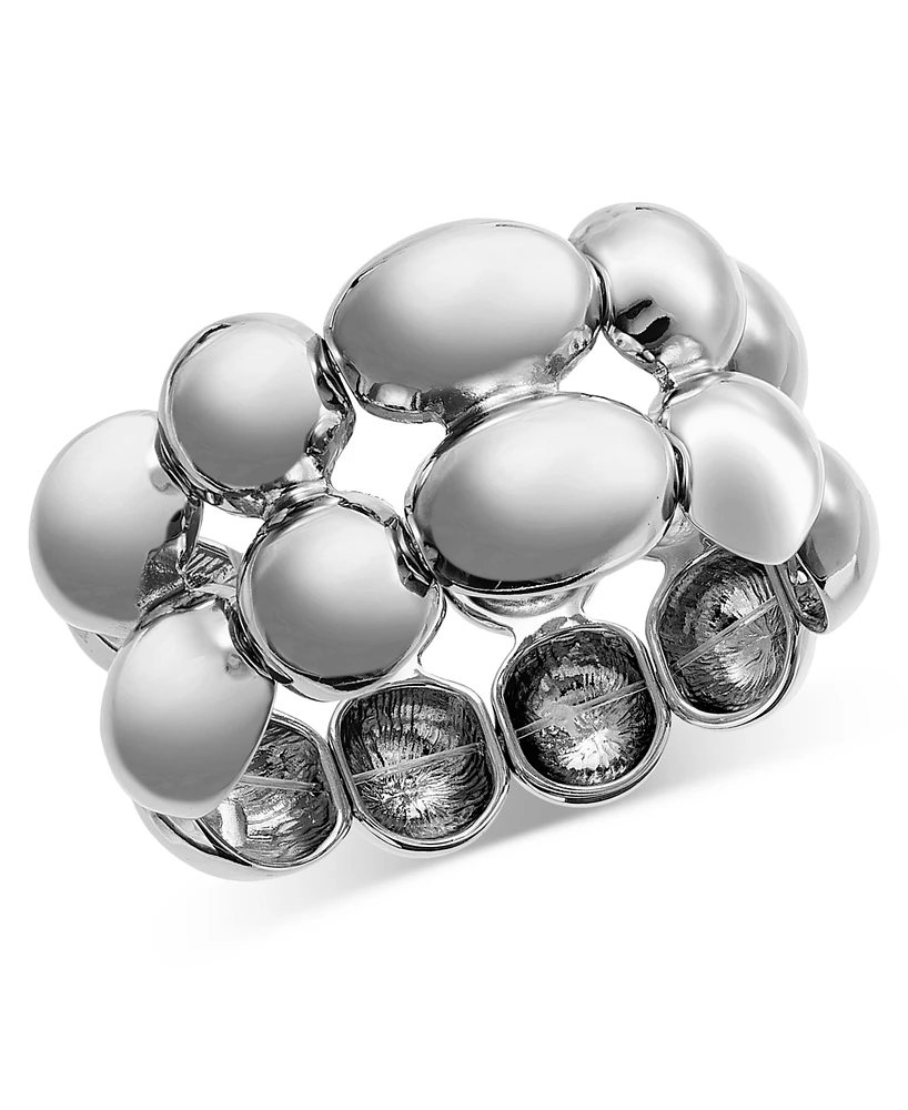 I.n.c. International Concepts Silver-Tone Sculptural Bead Double Row Flex Bracelet, Exclusively at Macy's