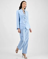 Anne Klein Women's Linen Blend Notch-Lapel Button-Front Blazer