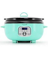 MegaChef 3.5 Quart Oval Electric Slow Cooker in Ivory with Ivory Pot