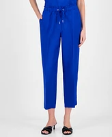 Anne Klein Women's Linen Blend Drawstring-Waist Ankle Pants