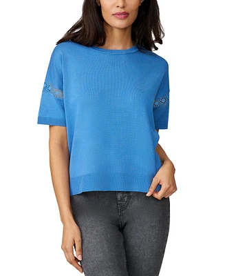 Melissa Paige Women's Lace-Inset Short-Sleeve Sweater