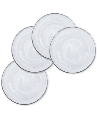 American Atelier Alabaster Silver Glass Charger Plates, Set of 4